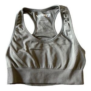 V-Shred Gray Racerback Sports Bra w/ Keyhole Back Size Small EUC #0342